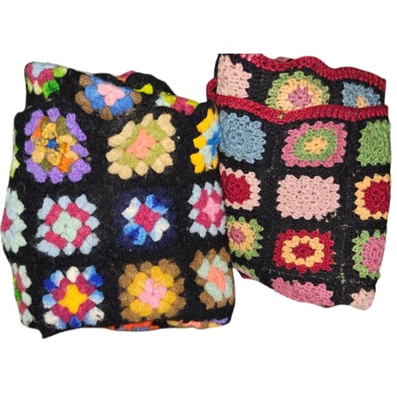 2 Vintage Granny Afgan Crochet Square Blanket Throw Multicolor 50"x32" Handmade - Picture 13 of 13